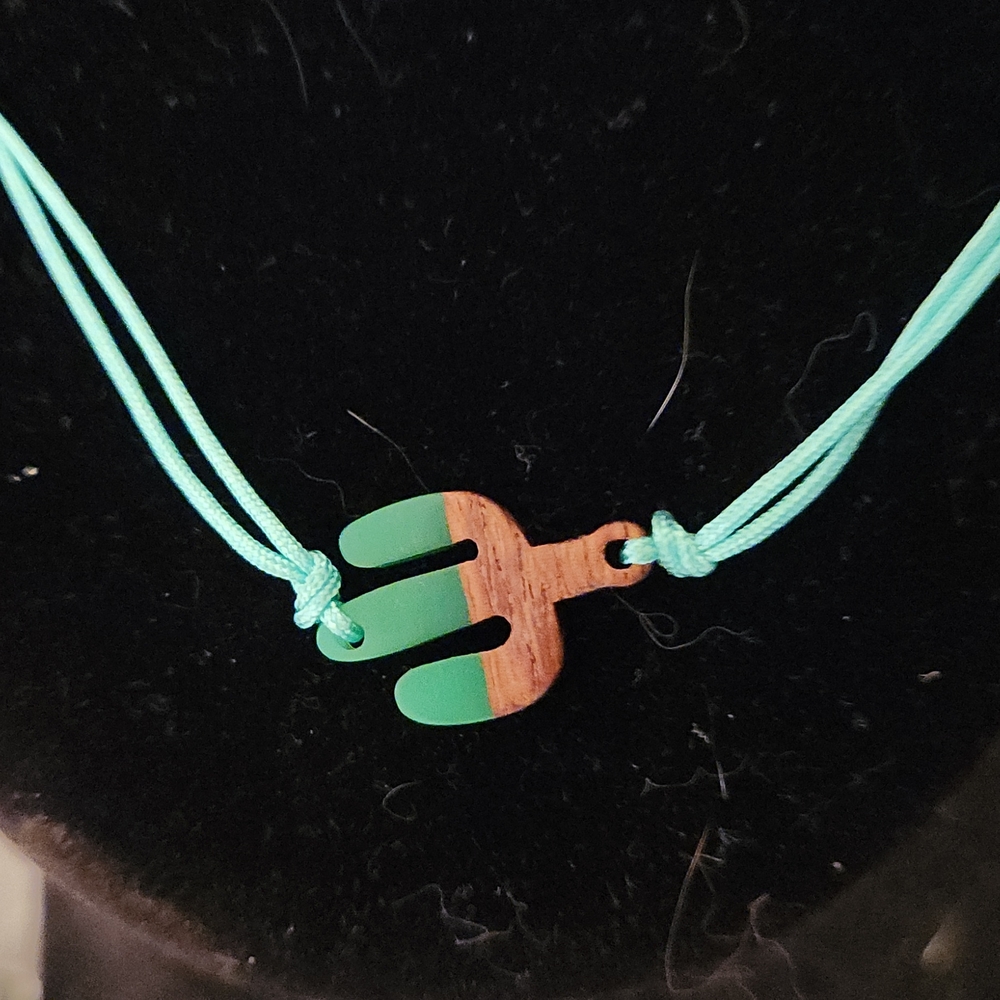 5/$12 Jewelry Wood Cactus Charm Adjustable Bracelet